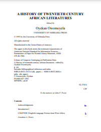 A HISTORY OF TWENTIETH CENTURY AFRICAN LITERATURES